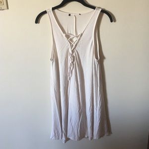 white lace-up dress